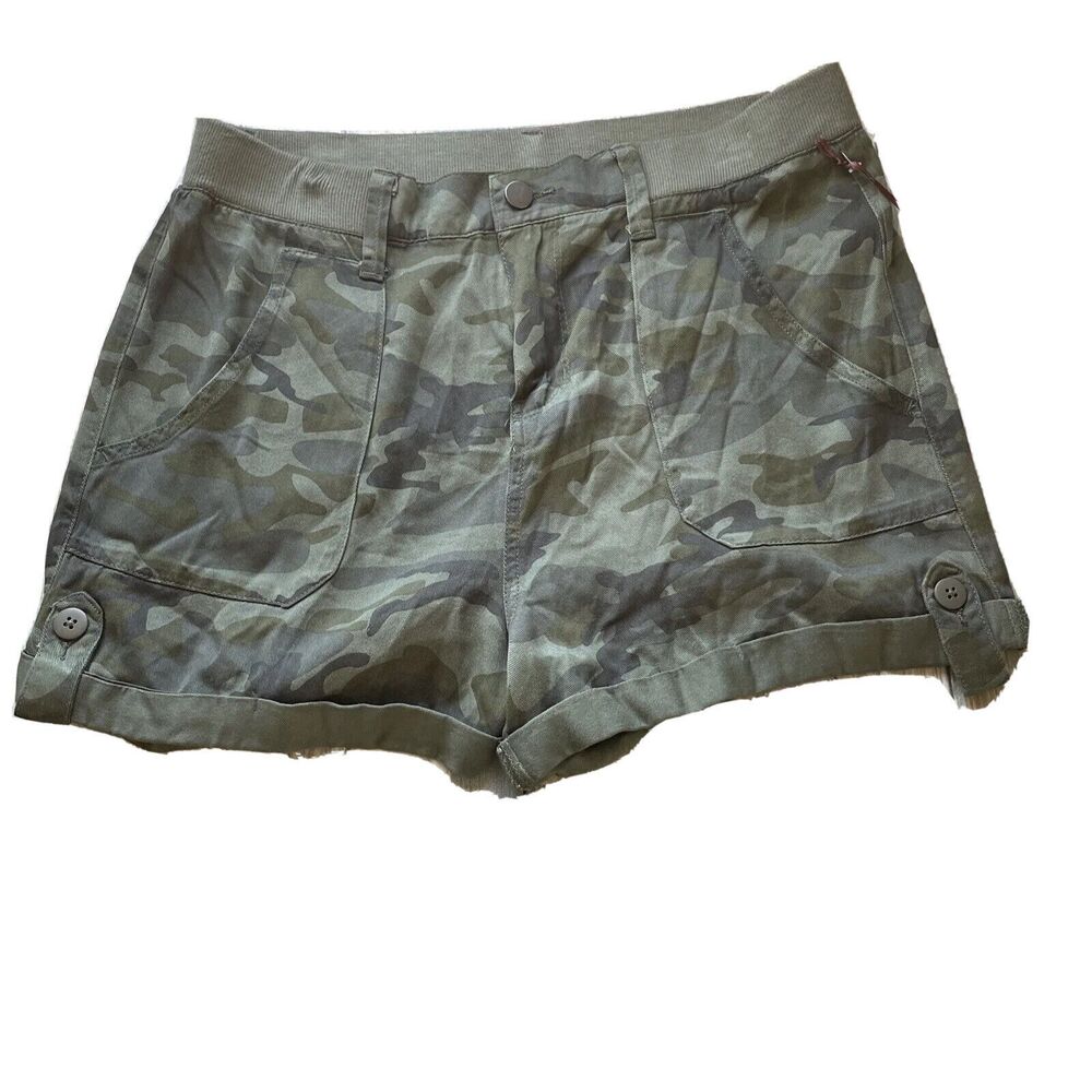 Knox Rose Womens Shorts Size Medium Camouflage Pockets Cuffs Green Casual Beach‎